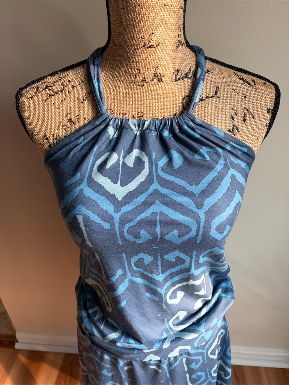 Prana Avore Cross Halter Back Dress Athletic Nickel Azulejos - Picture 4 of 11